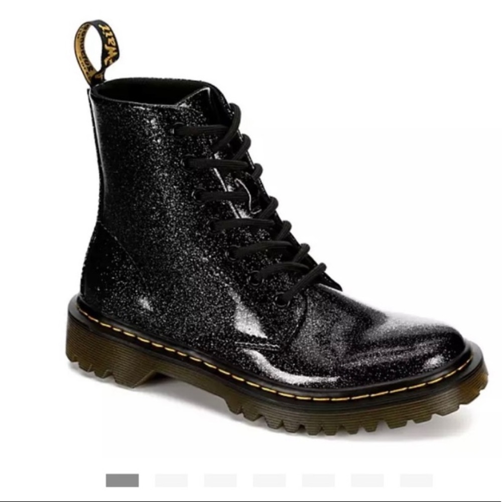 Dr. Martens shiny black lace up combat boots